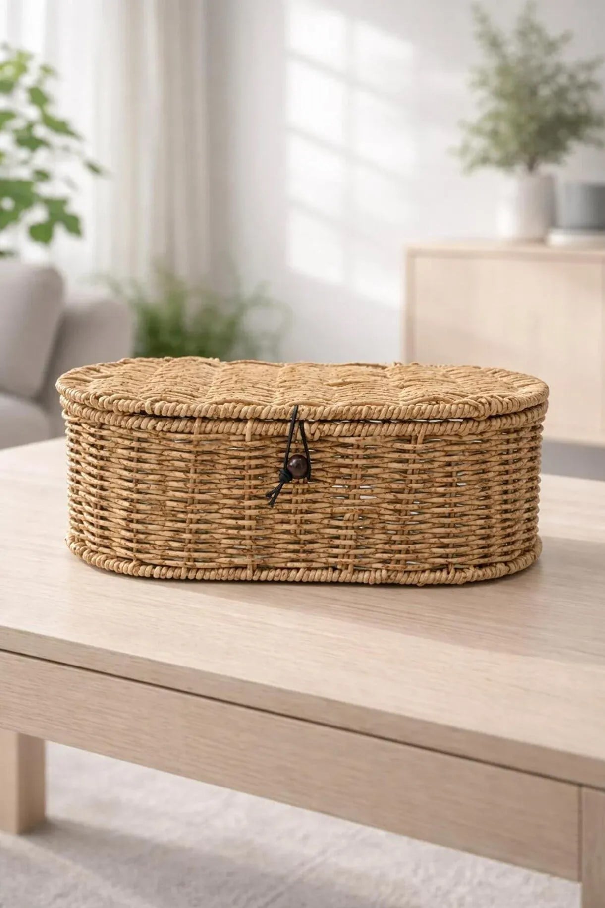 Dikdörtgen Hasır Rattan Mini Kulplu Organizer Sepet 10,5x20,5x15 Cm