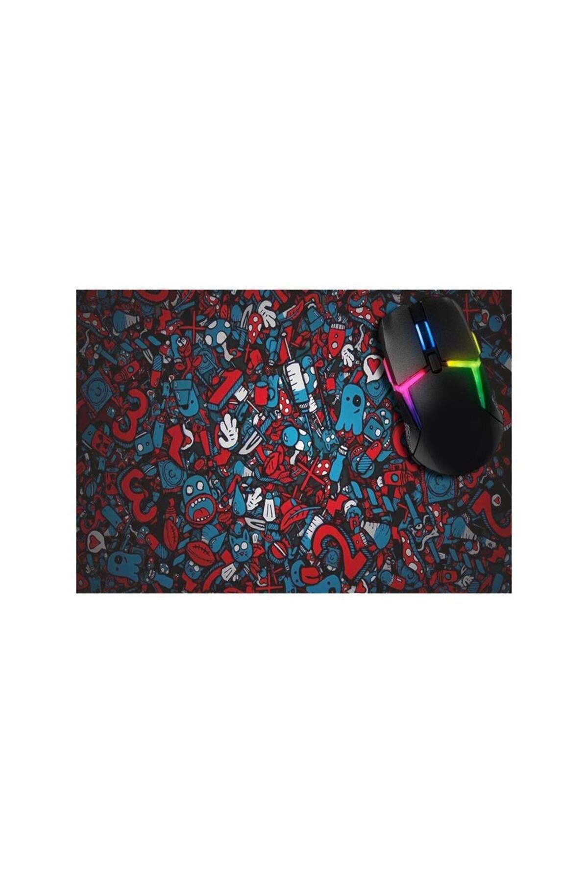 Doodle Red Gaming Oyuncu Mouse Pad