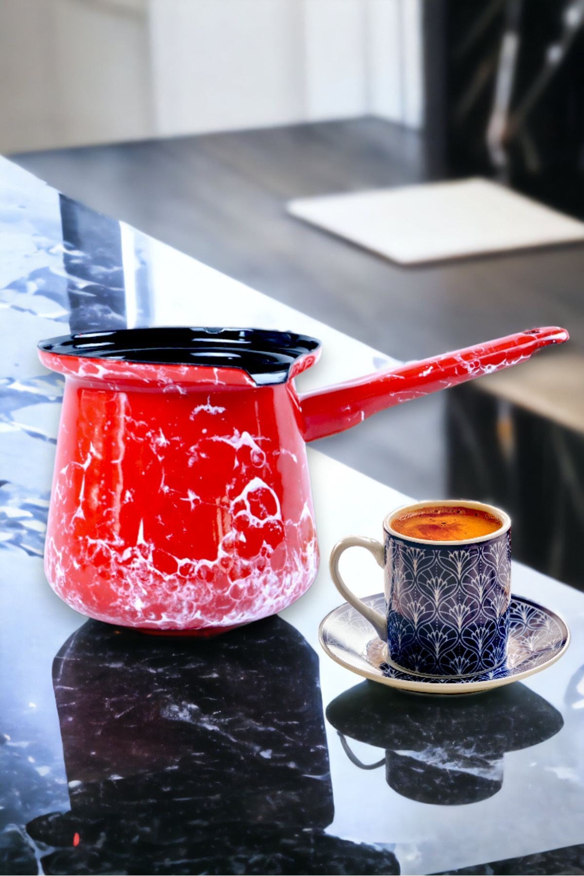 Emaye Cezve 600 ml Türk kahvesi Sütlük Kamp Sosluk Yumurta Haşlama Mama Pişirme