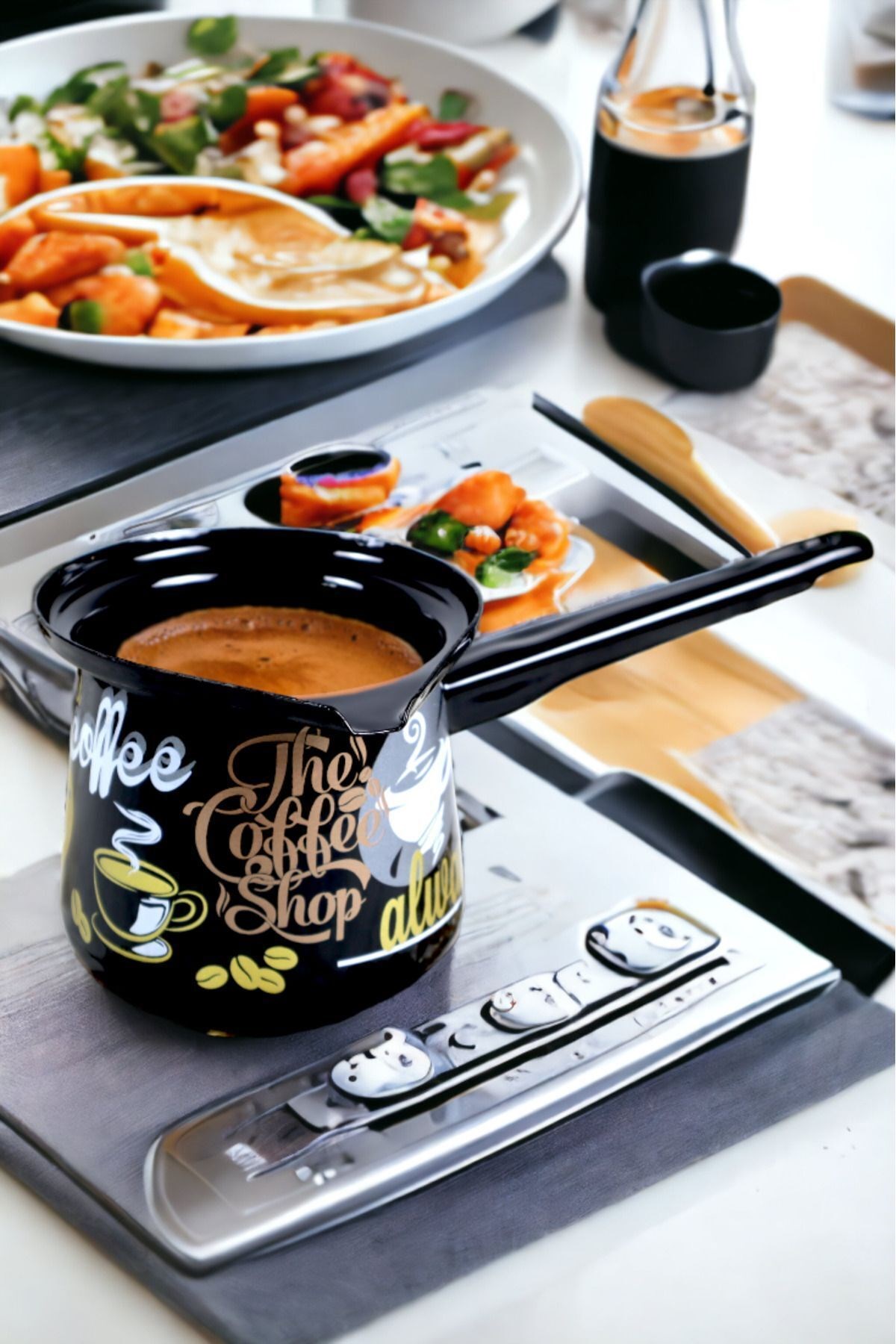 Emaye Cezve 600 ml Türk kahvesi Sütlük Kamp Sosluk Yumurta Haşlama Mama Pişirme
