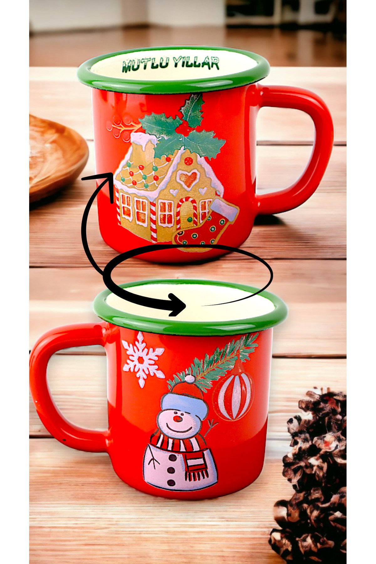 Emaye Espresso Türk Kahvesi Kupası Camp Kamp Fincan Kahve, Yılbaşı, Hediye, Yeni Yıl 270ml
