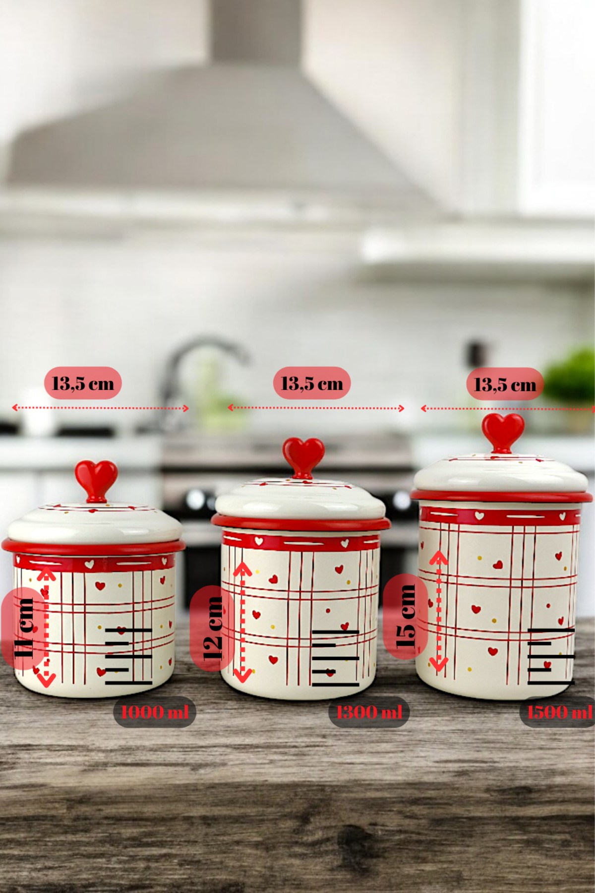 Emaye Kavanoz Kapaklı-1 /-1.3 / -1.5 Litre-baharatlık, Çeyiz ,Yoğurt Mayalama, Çok Amaçlı Kavanoz