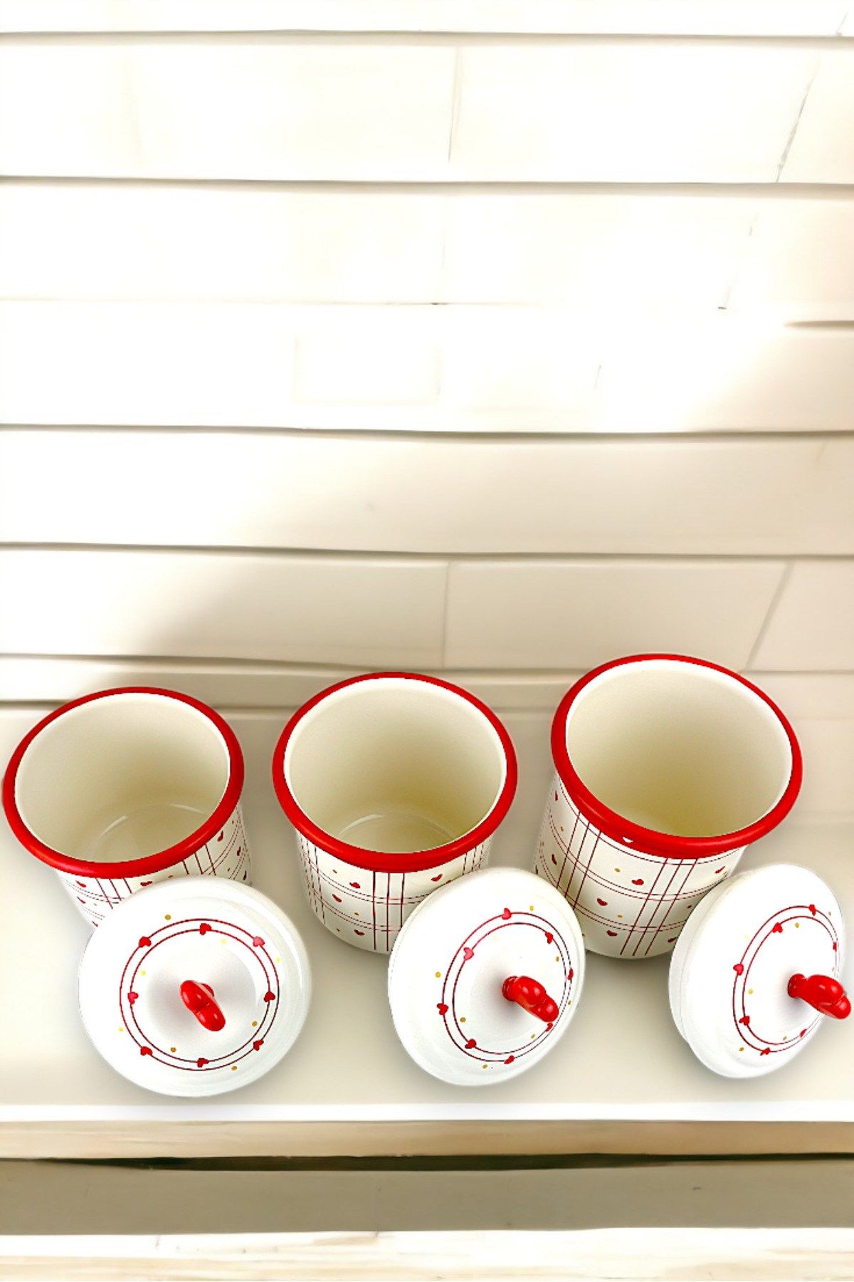 Emaye Kavanoz Kapaklı-1 /-1.3 / -1.5 Litre-baharatlık, Çeyiz ,Yoğurt Mayalama, Çok Amaçlı Kavanoz
