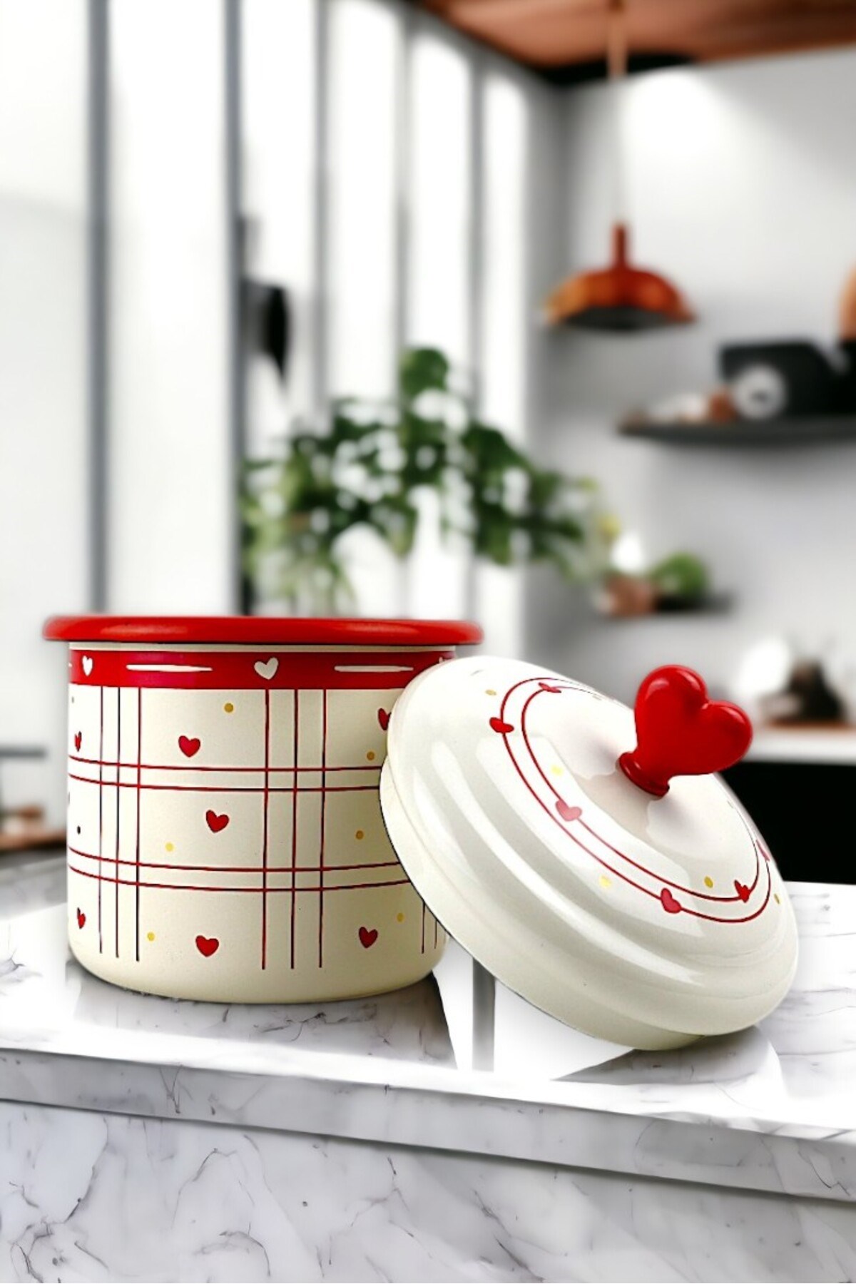 Emaye Kavanoz Kapaklı Baharatlık,1 L Baharatlık Çeyiz, Hediye, Yoğurt Mayalama, Çok Amaçlı Kavanoz