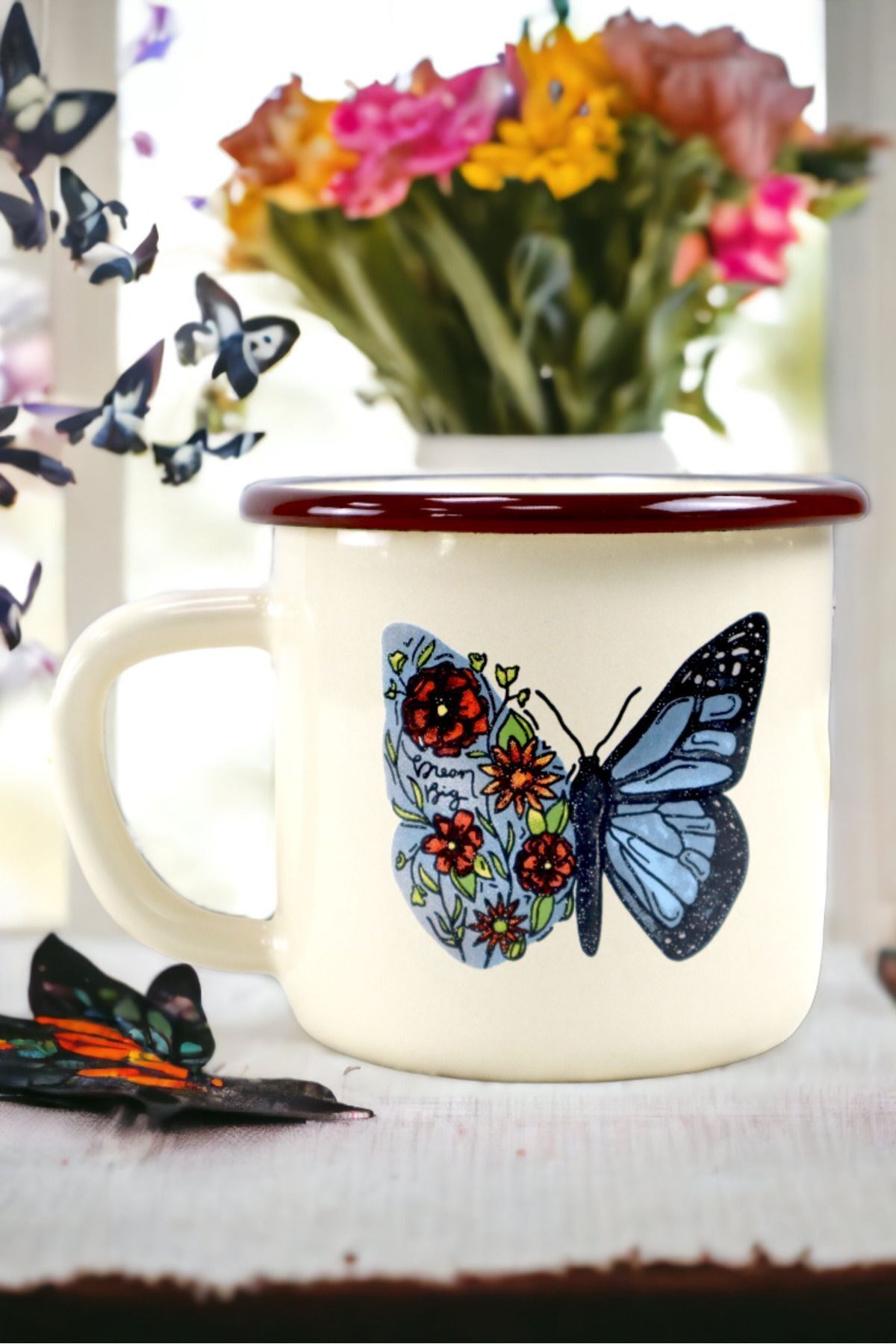Emaye Kupa Bardak Camp Kamp Mug Fincan Kahve