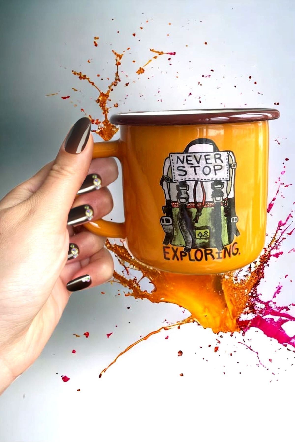 Emaye Kupa Bardak Camp Kamp Mug Fincan Kahve