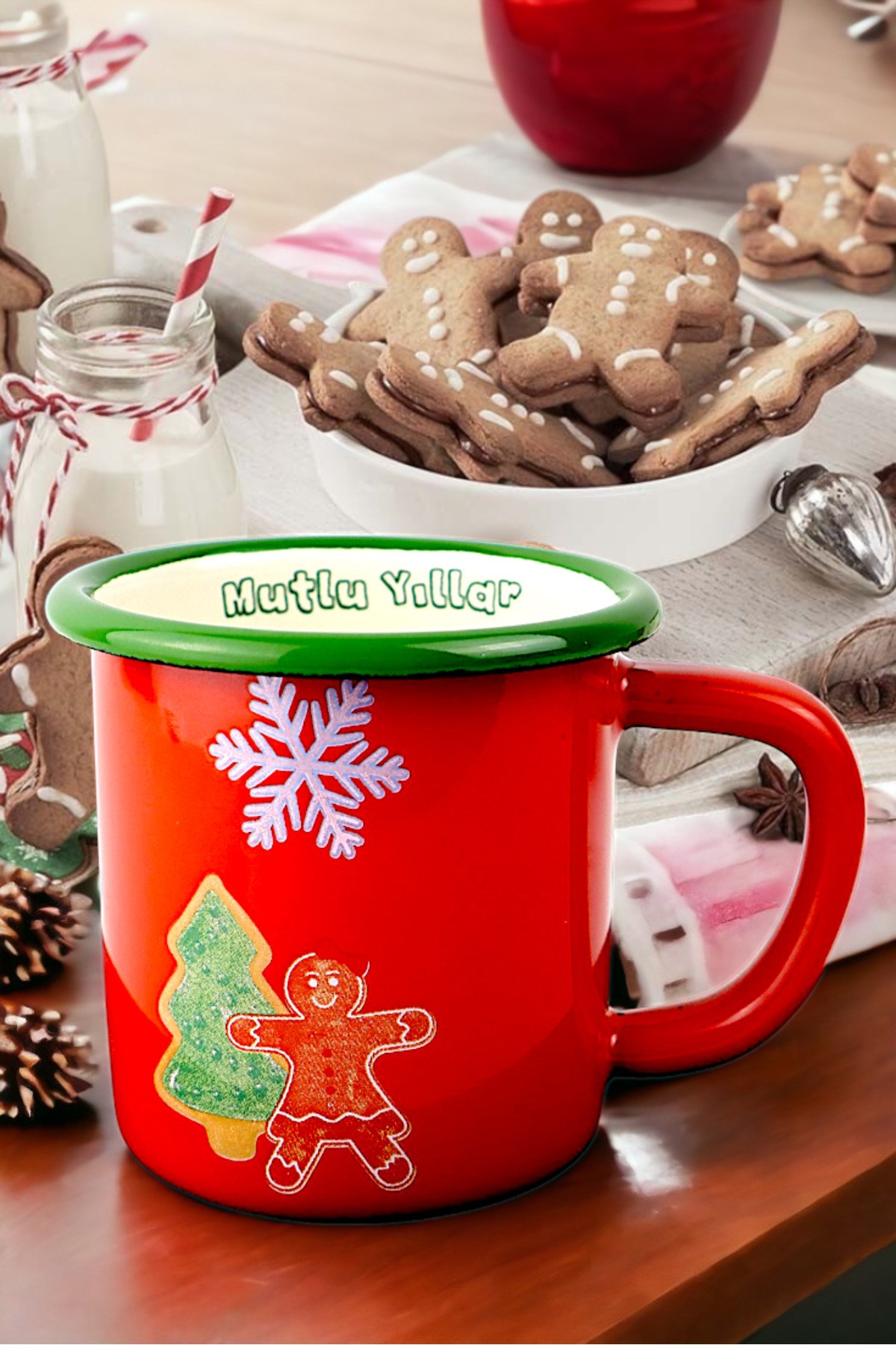 Emaye Türk Kahvesi Espresso Kupası Camp Kamp Mug Fincan Yılbaşı, Hediye, Yeni Yıl 270ml