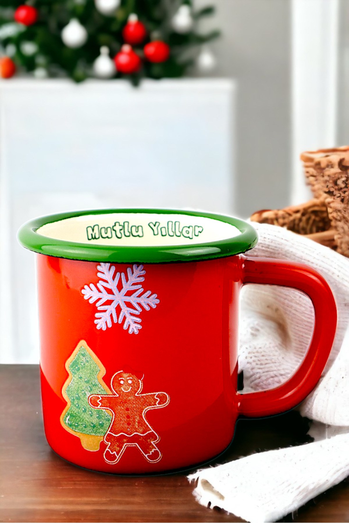 Emaye Türk Kahvesi Espresso Kupası Camp Kamp Mug Fincan Yılbaşı, Hediye, Yeni Yıl 270ml