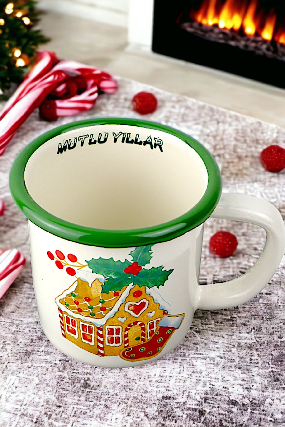 Emaye Türk Kahvesi Espresso Kupası Camp Kamp Mug Fincan Kahve, Yılbaşı, Hediye, Yeni Yıl 270ml