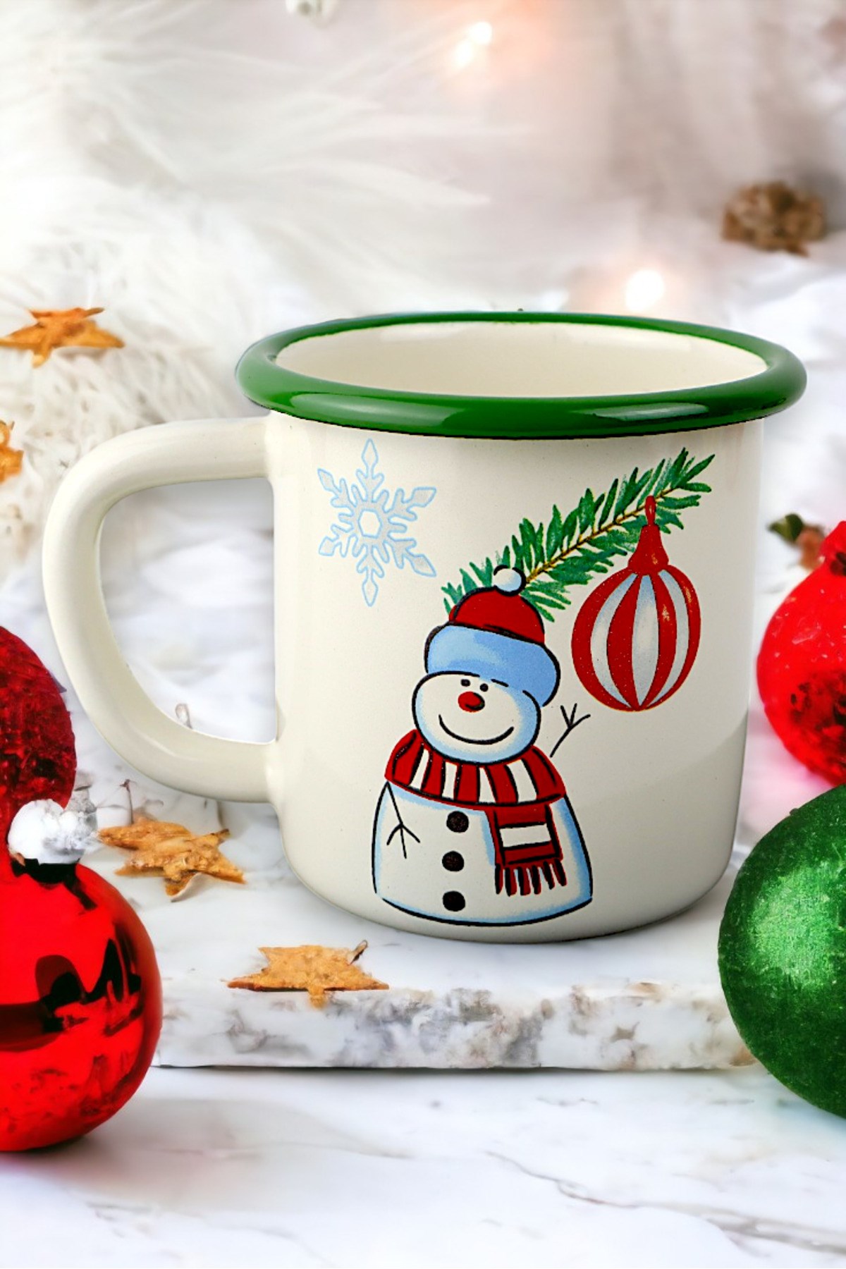Emaye Türk Kahvesi Espresso Kupası Camp Kamp Mug Fincan Kahve, Yılbaşı, Hediye, Yeni Yıl 270ml