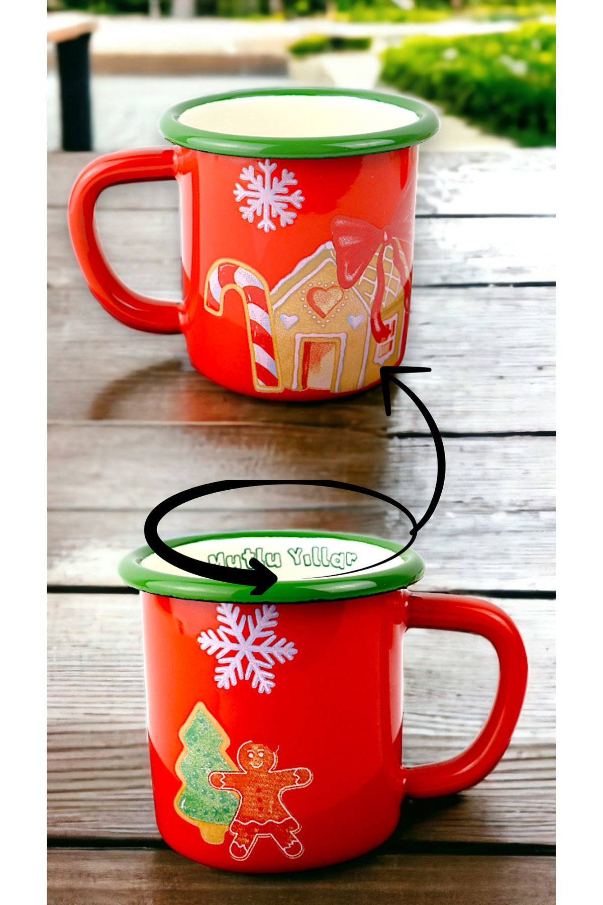 Emaye Türk Kahvesi Espresso Kupası Camp Kamp Mug Fincan Yılbaşı, Hediye, Yeni Yıl 270ml
