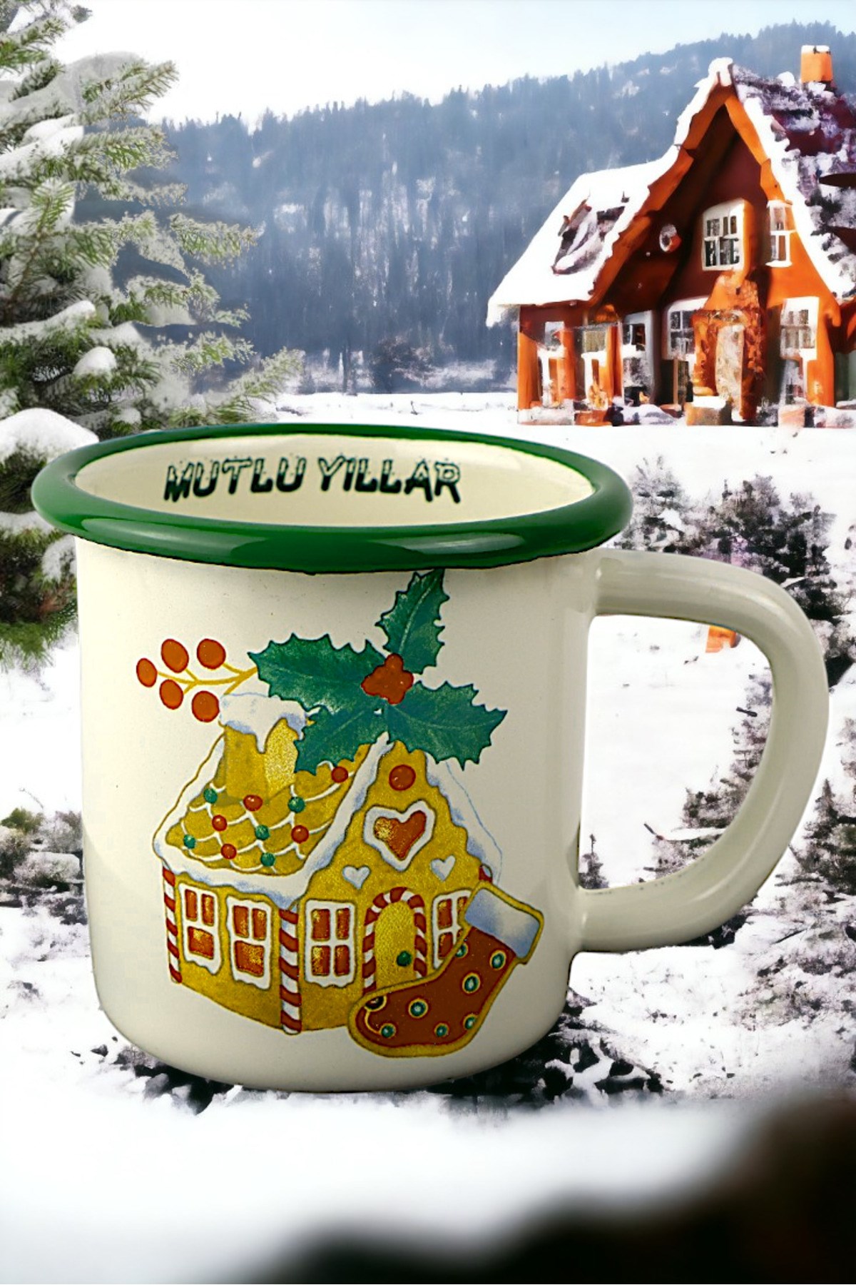 Emaye Türk Kahvesi Espresso Kupası Camp Kamp Mug Fincan Kahve, Yılbaşı, Hediye, Yeni Yıl 270ml