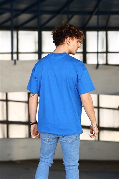 Erkek Oversize Basic Lacivert T-Shirt