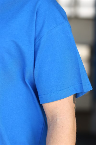Erkek Oversize Basic Lacivert T-Shirt