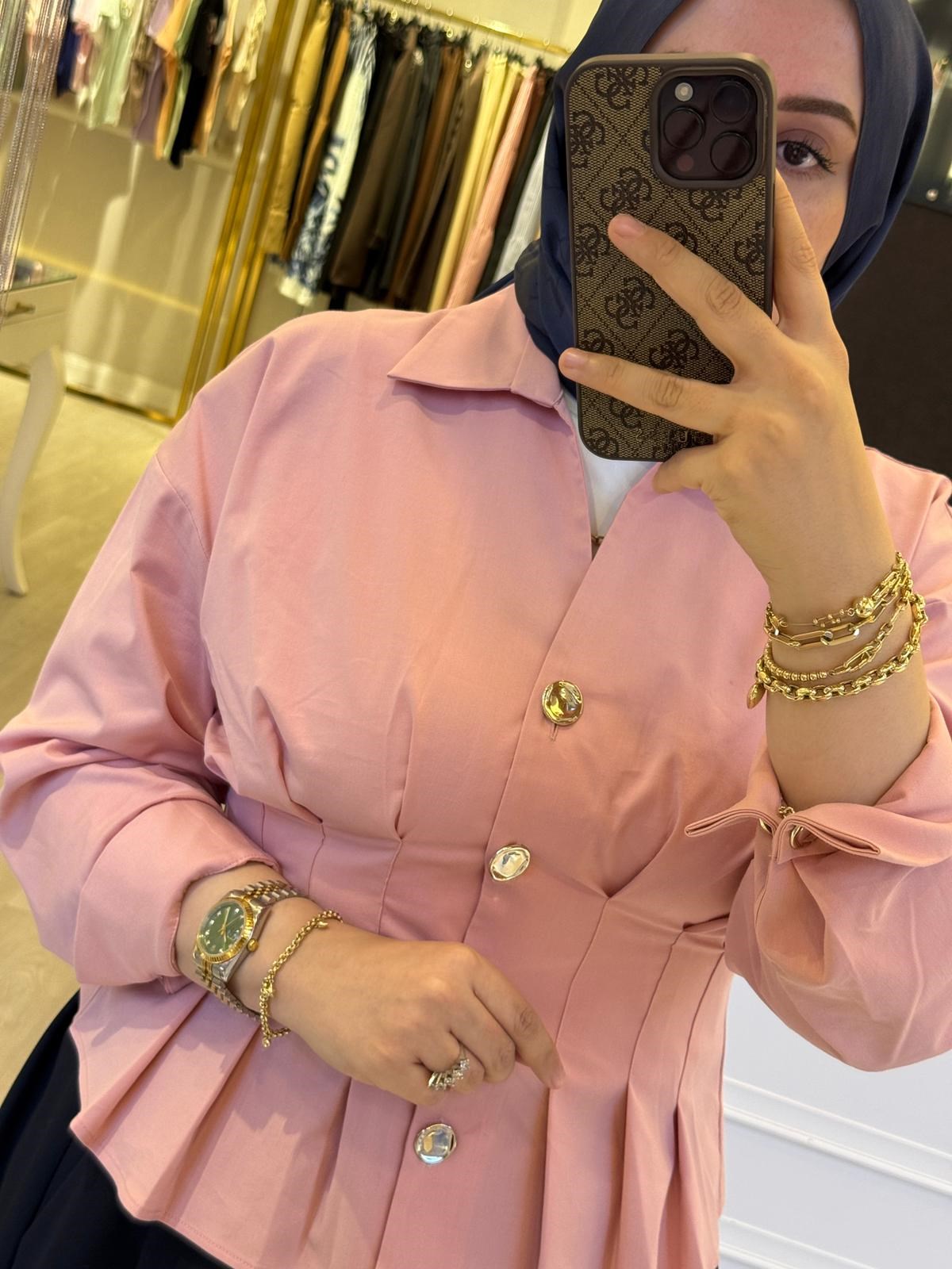 EXQUİSE  Bakır Düğmeli Rahat Erika Gömlek