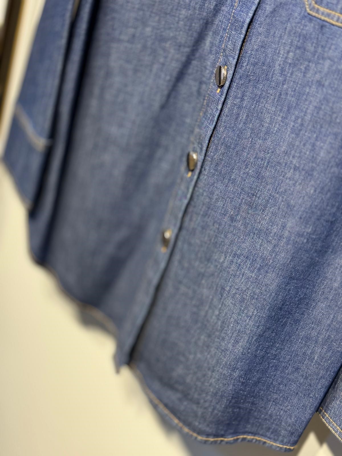 EXQUİSE Duwayne Gold Düğmeli Denim Rahat Gömlek