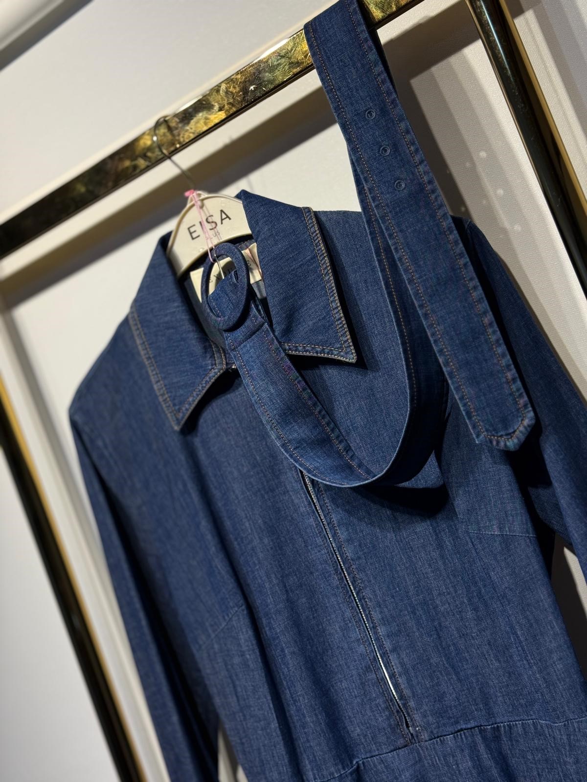 EXQUİSE Finis Kemer Hediyeli Denim Uzun Elbise