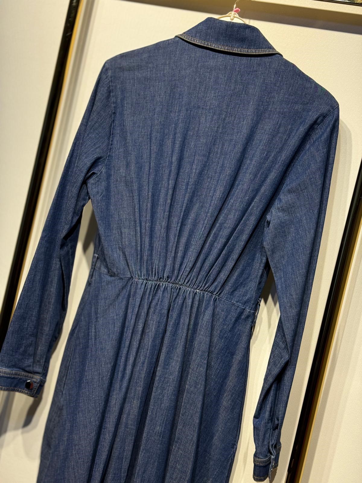 EXQUİSE Finis Kemer Hediyeli Denim Uzun Elbise