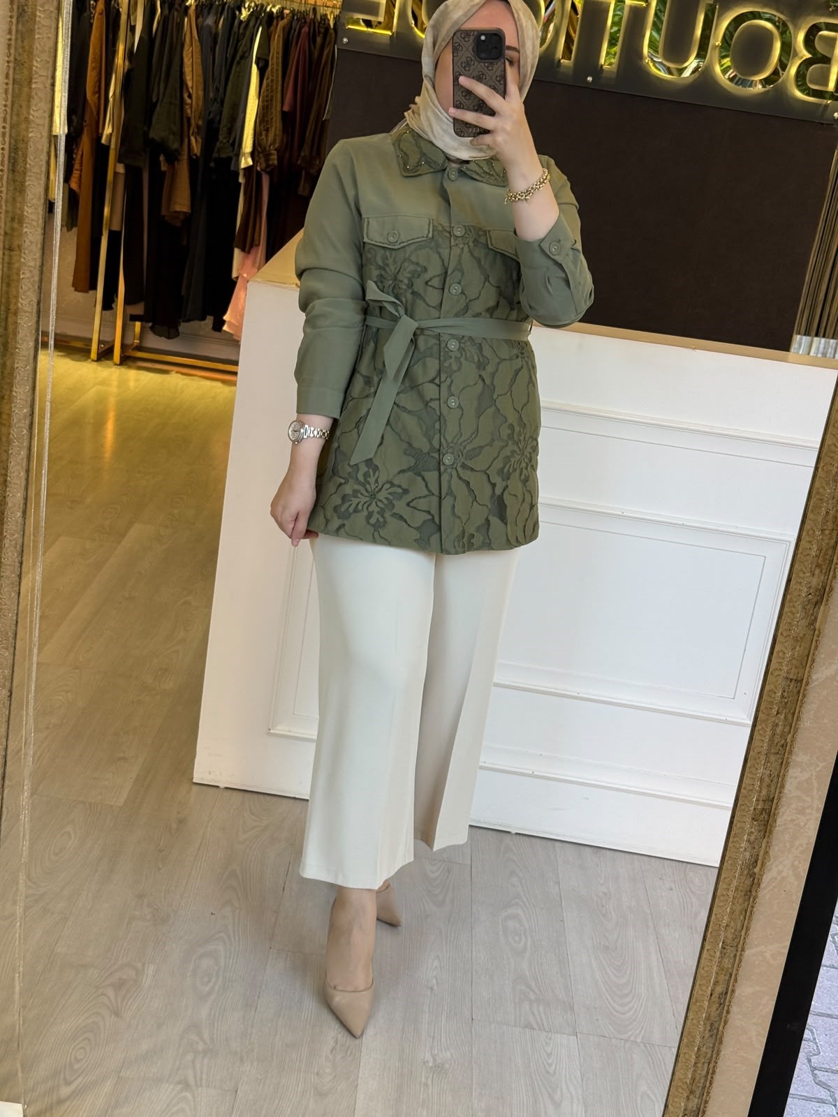 FUAT GÜRSEN Bel Bağlamalı Desenli Kap