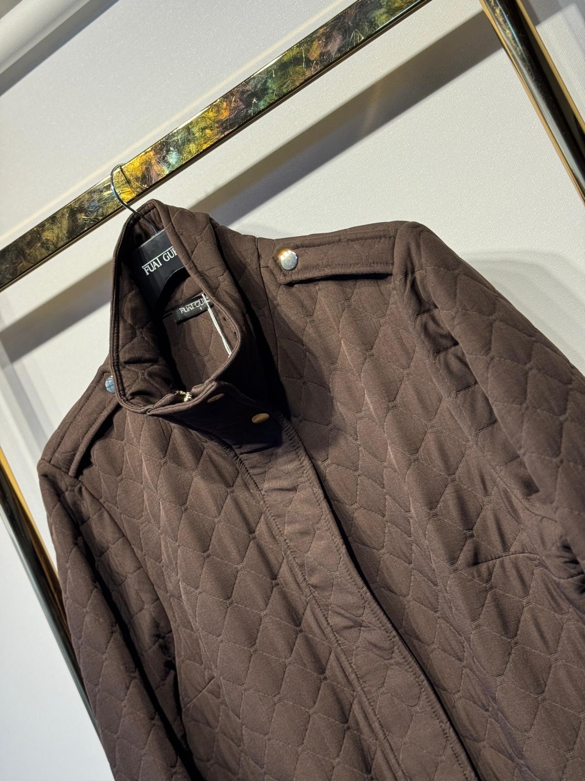 FUAT GÜRSEN Kapitone Kumaş Omuz Apoletli Uzun Kap