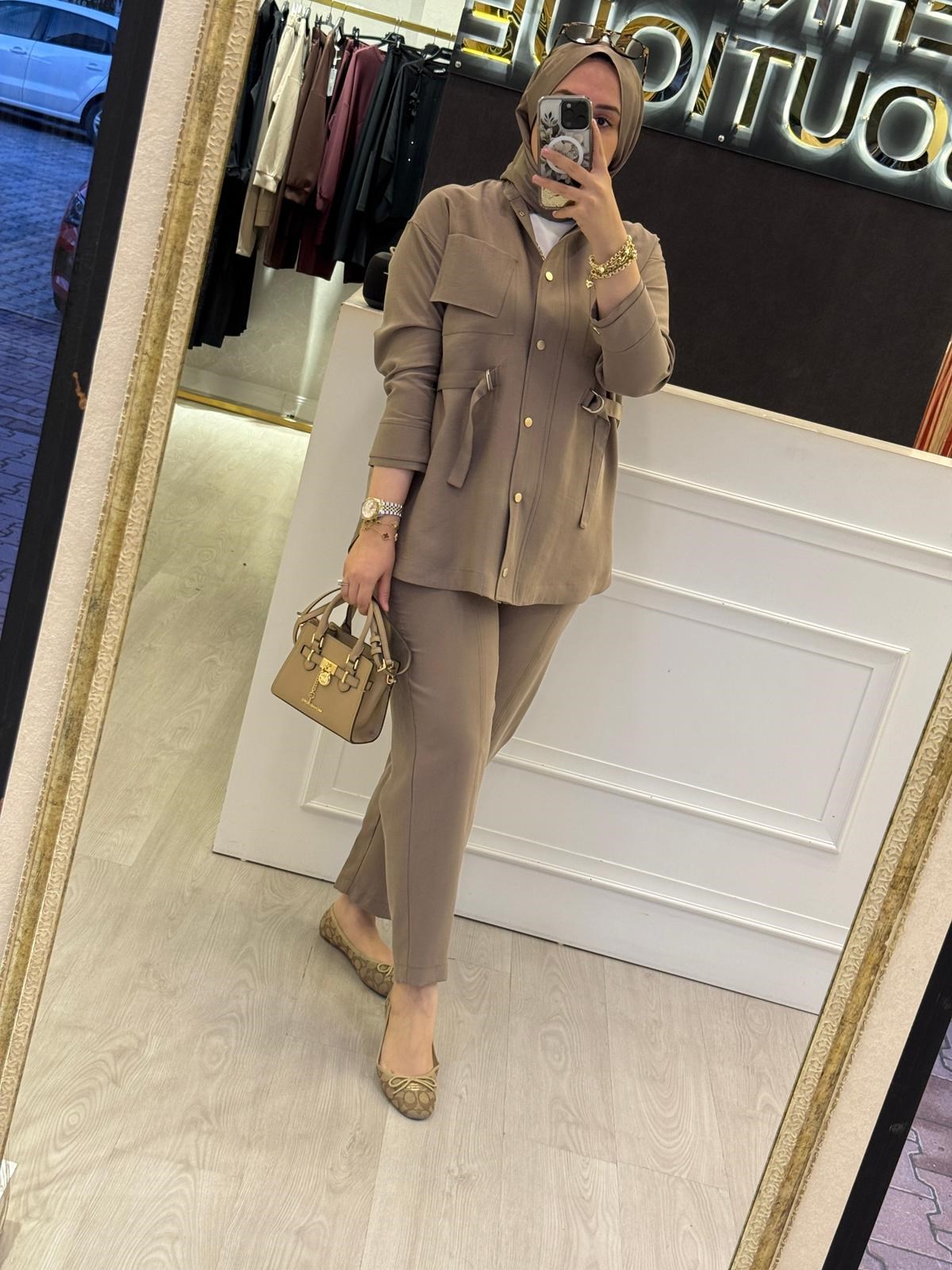 GHİSA Belden Bağlamalı Tunik Pantolon Takım