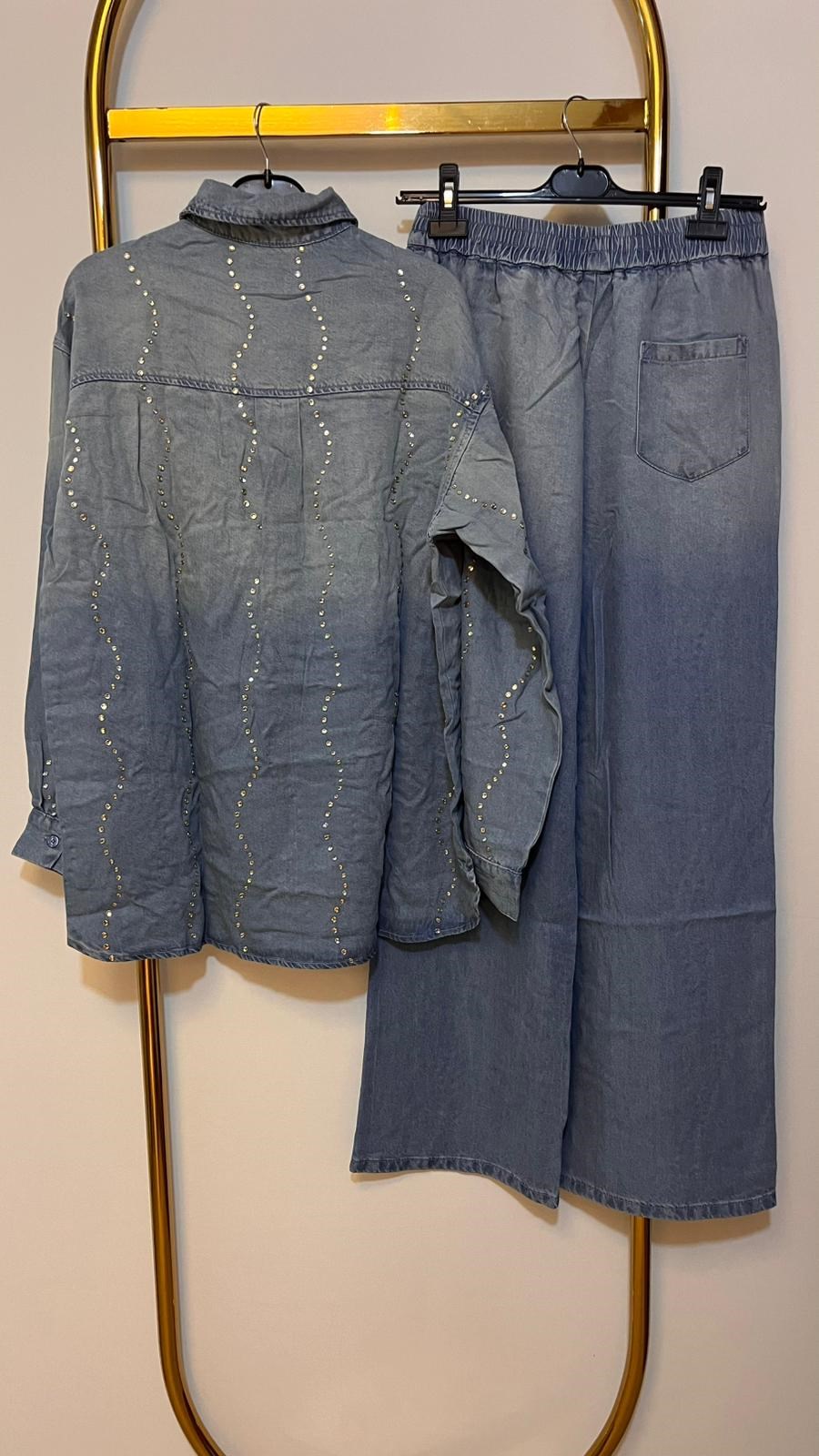 GHİSA Burgu Taş İşleme Denim Pantolon Takım