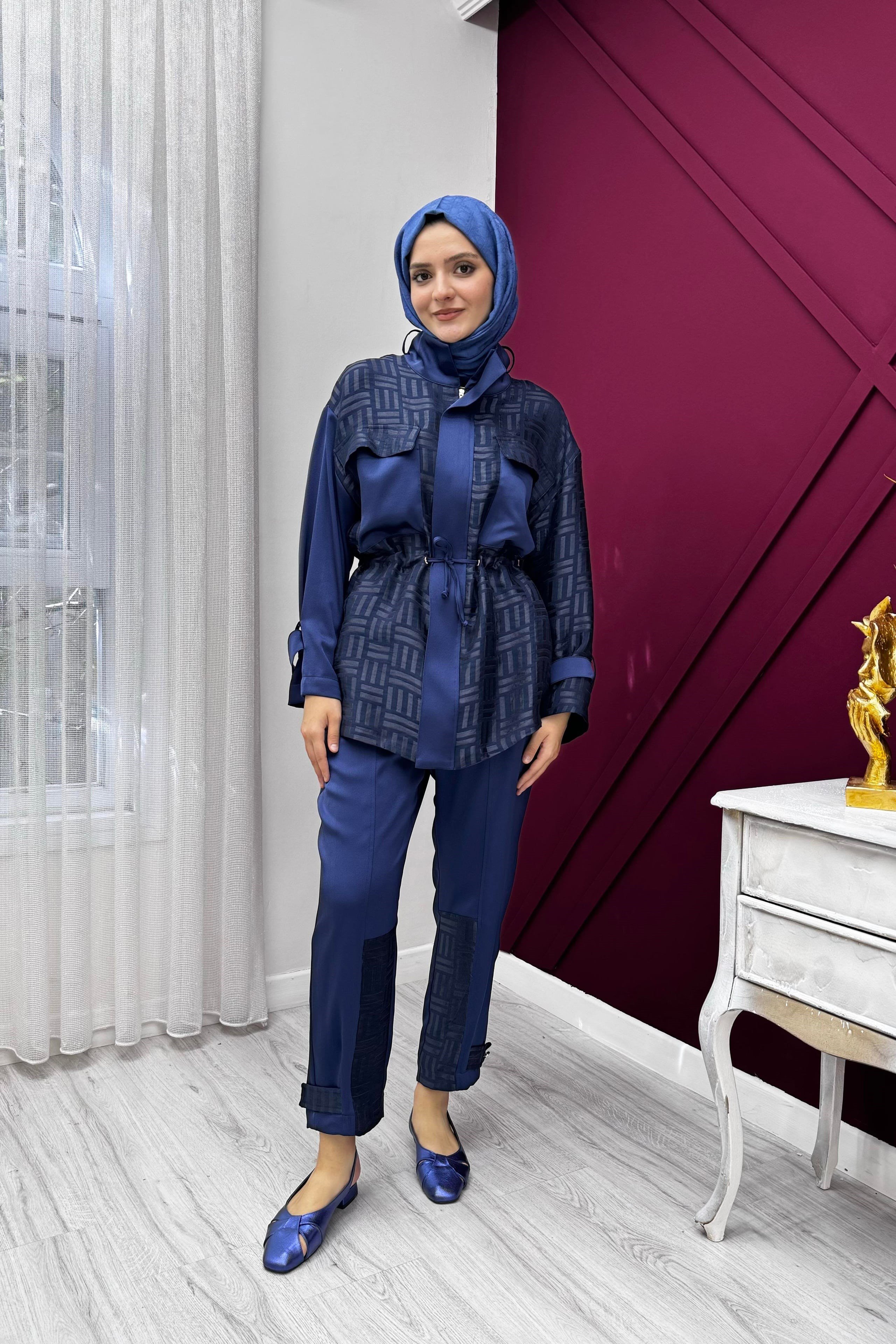 GHİSA BÜZGÜLÜ FERMUARLI DESENLİ TAKIM