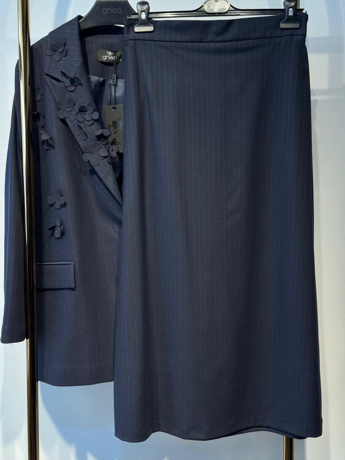 GHİSA Çiçek İşlemeli Blazer Ceket - Etek Takım
