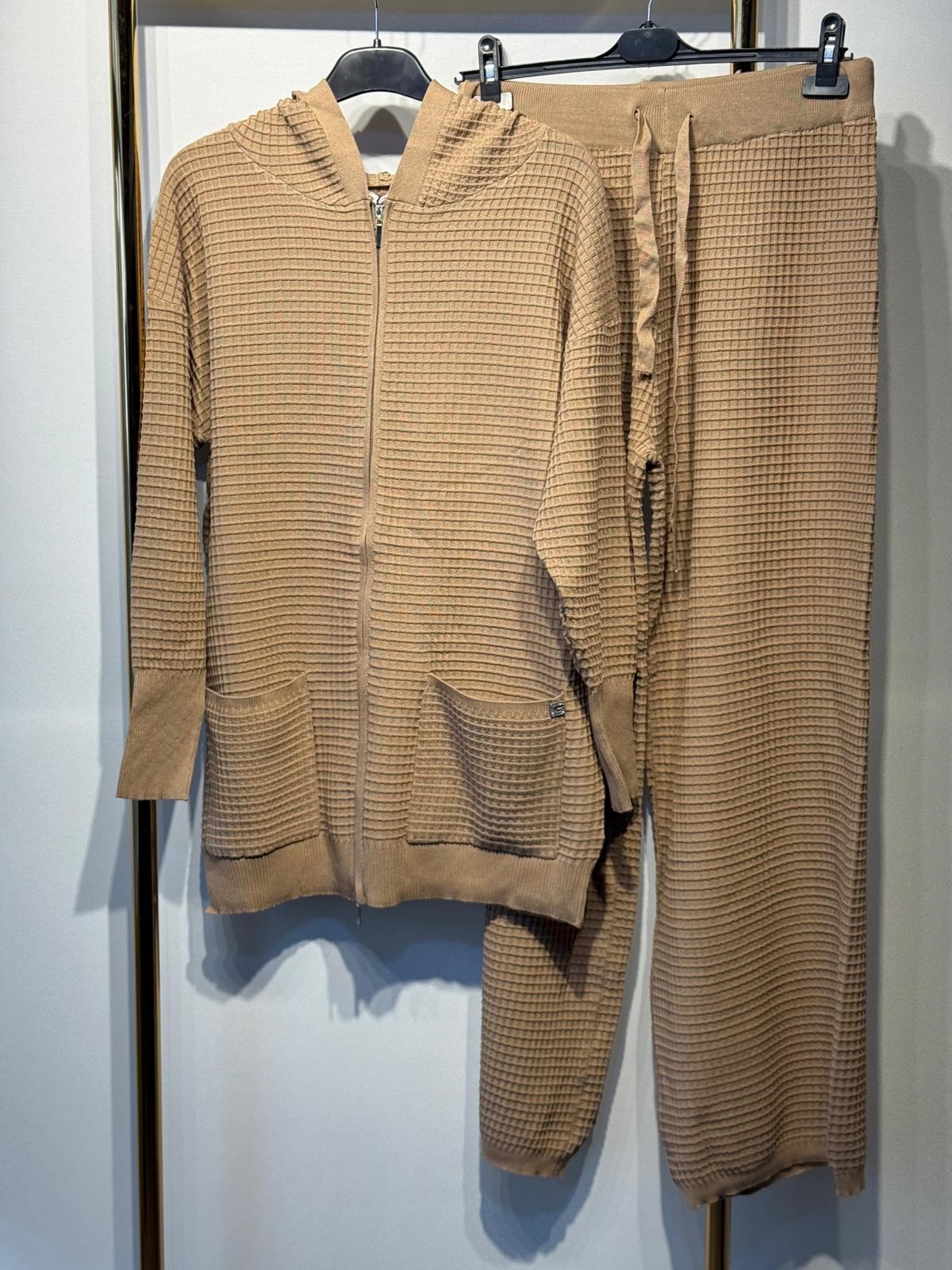 GHİSA Desenli Örme Triko Kapşonlu Sweat Pantolon Takım