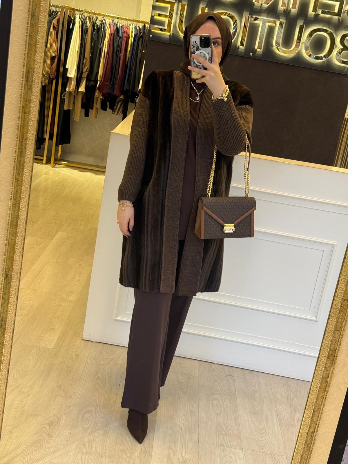 GHİSA Kürk Detaylı Triko Tasarım Hırka