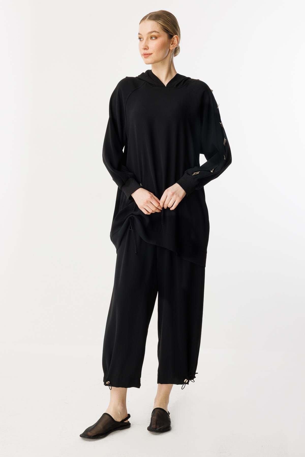 GHİSA Omzu Düğme Detaylı Sweatshirt Pantolon Takım