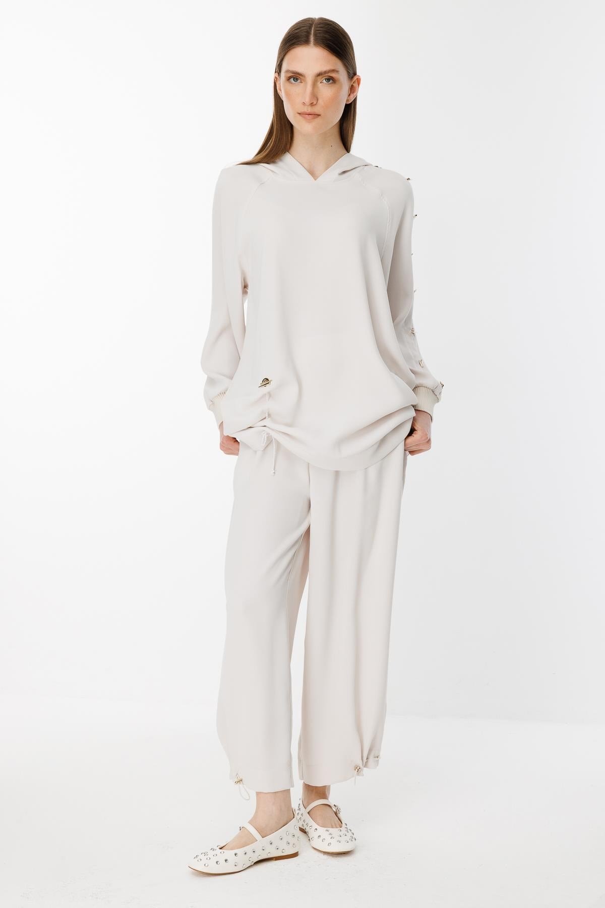 GHİSA Omzu Düğme Detaylı Sweatshirt Pantolon Takım