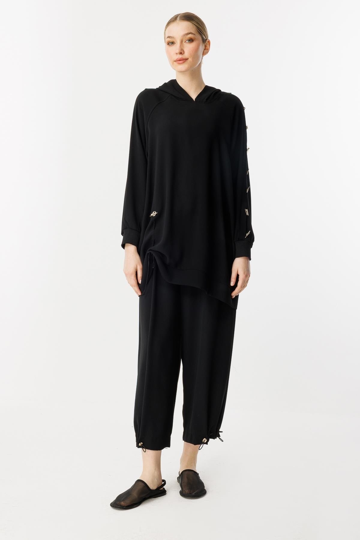 GHİSA Omzu Düğme Detaylı Sweatshirt Pantolon Takım
