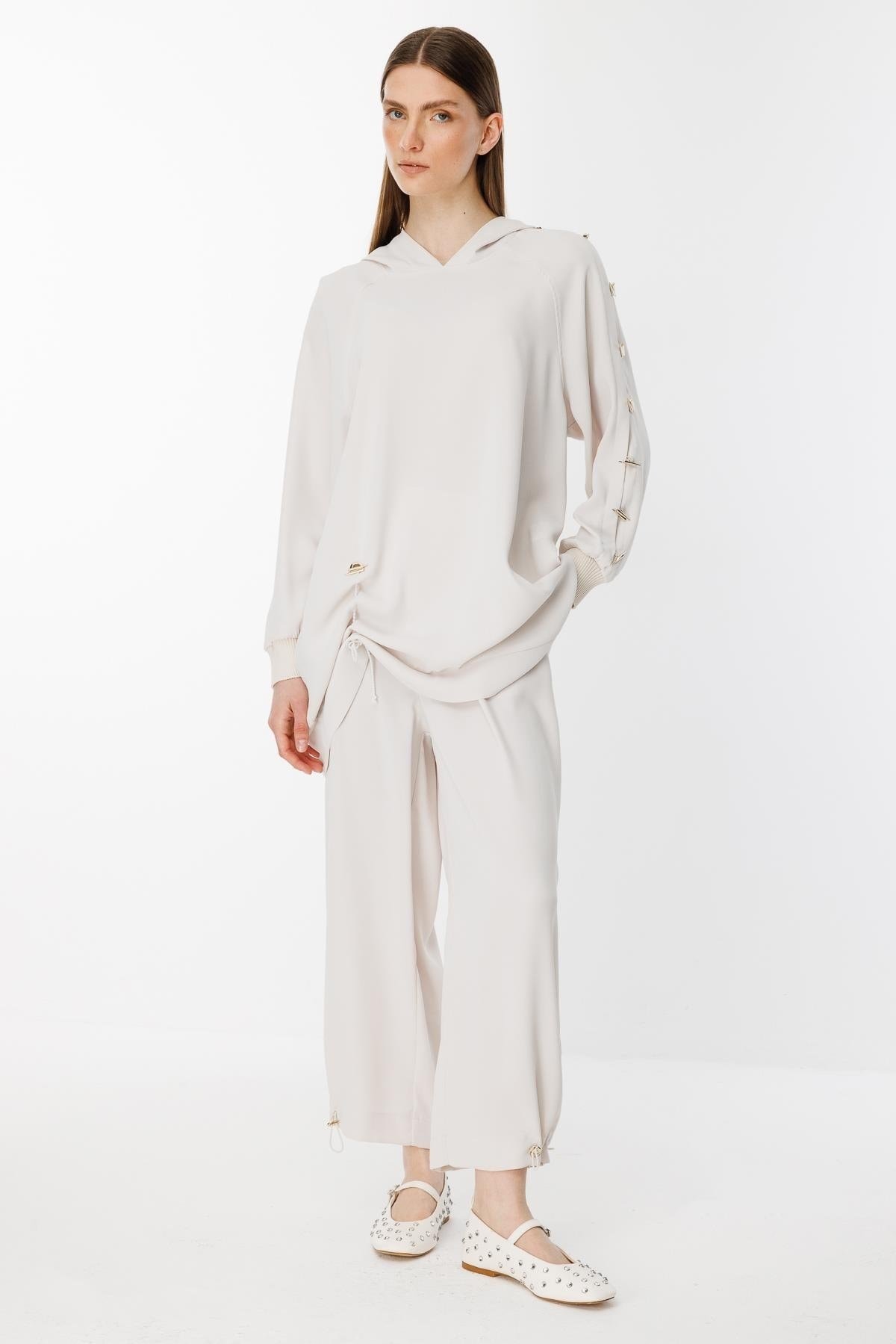 GHİSA Omzu Düğme Detaylı Sweatshirt Pantolon Takım