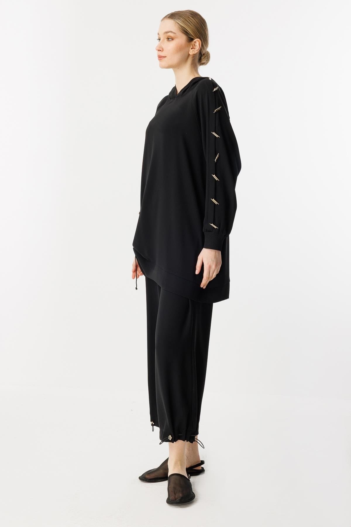 GHİSA Omzu Düğme Detaylı Sweatshirt Pantolon Takım