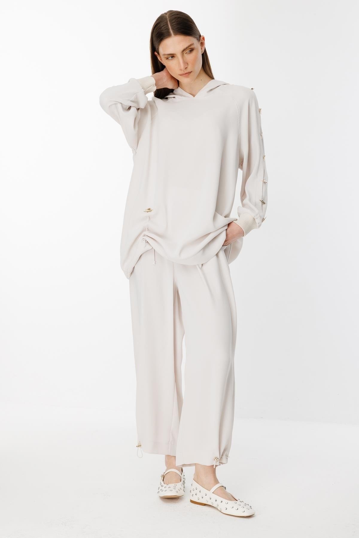 GHİSA Omzu Düğme Detaylı Sweatshirt Pantolon Takım