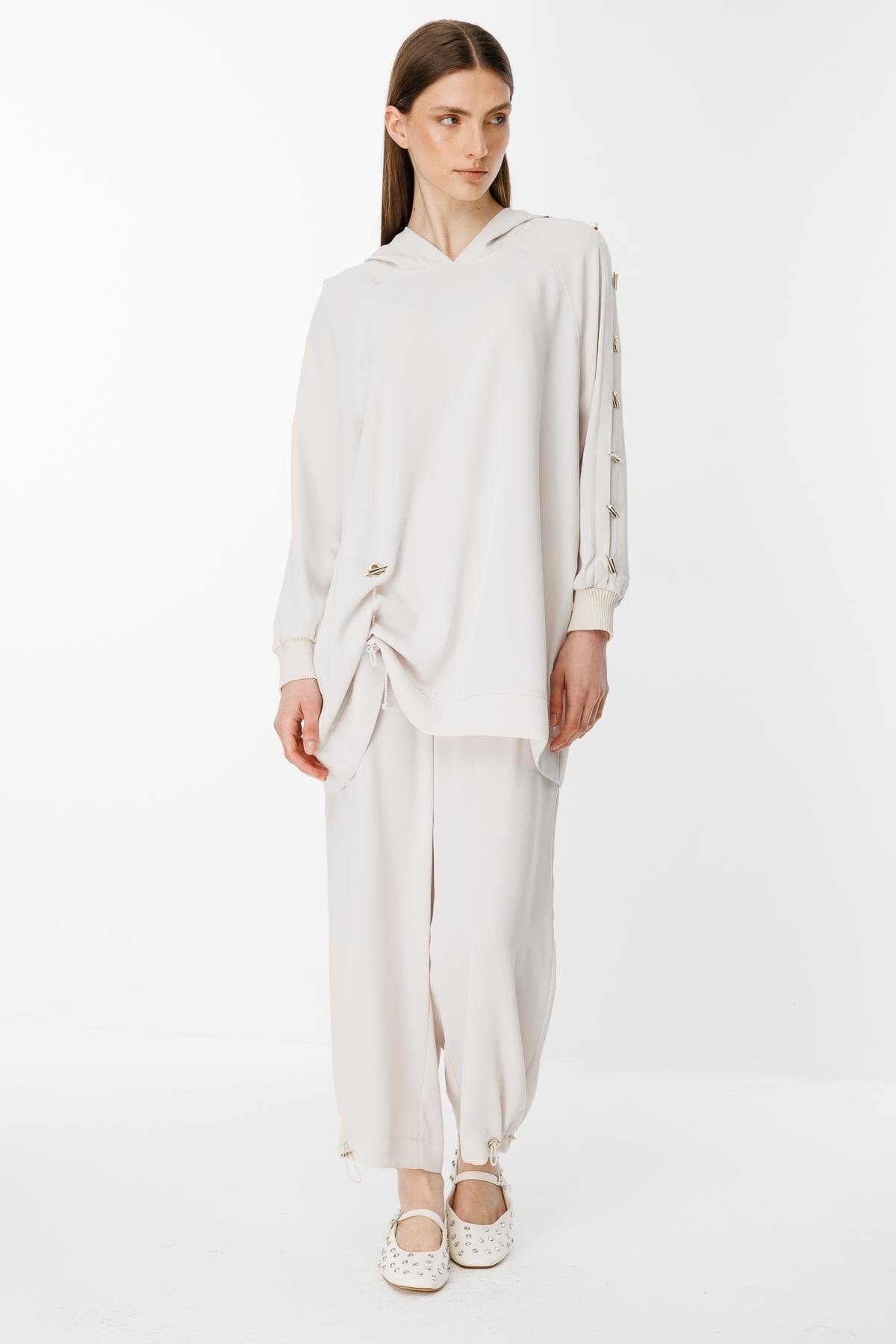 GHİSA Omzu Düğme Detaylı Sweatshirt Pantolon Takım