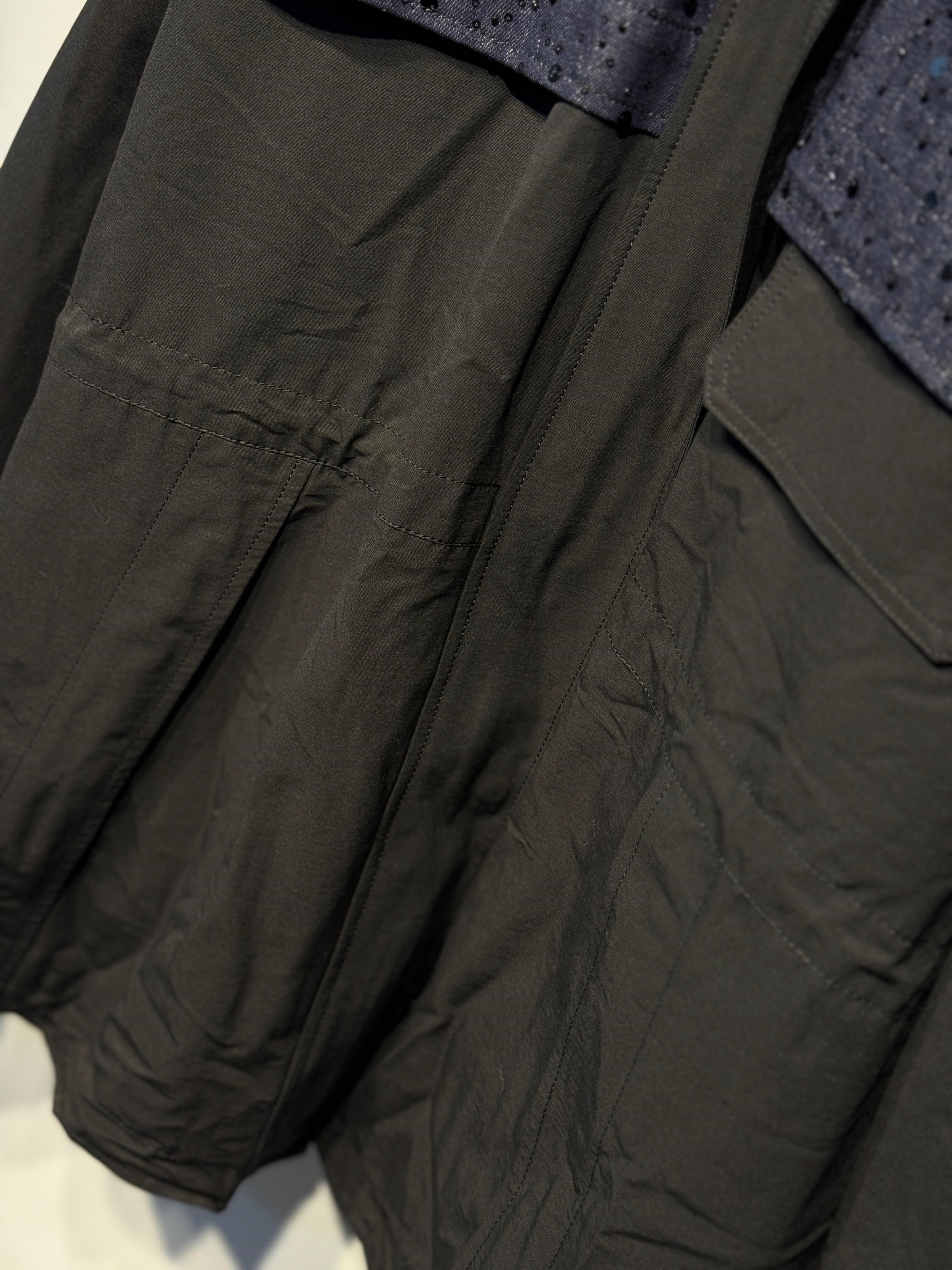 GHİSA Payet İşlemeli Denim Mix Kumaş Kürk Detaylı Kaban