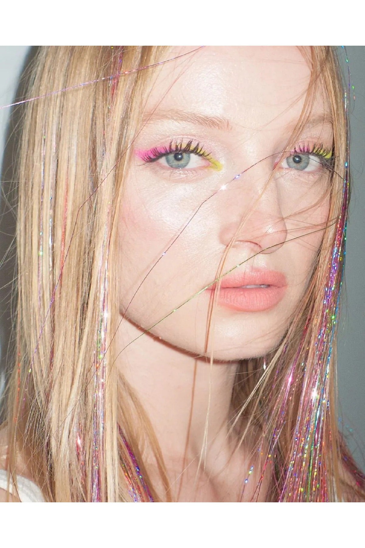Gri Renk Simli Saç Aksesurı/ Saç Işıltısı Yan Postiş Hair Tinsel Shiny Hair
