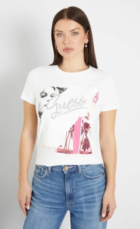 GUESS Bisiklet Yaka Baskı Detaylı Tshirt