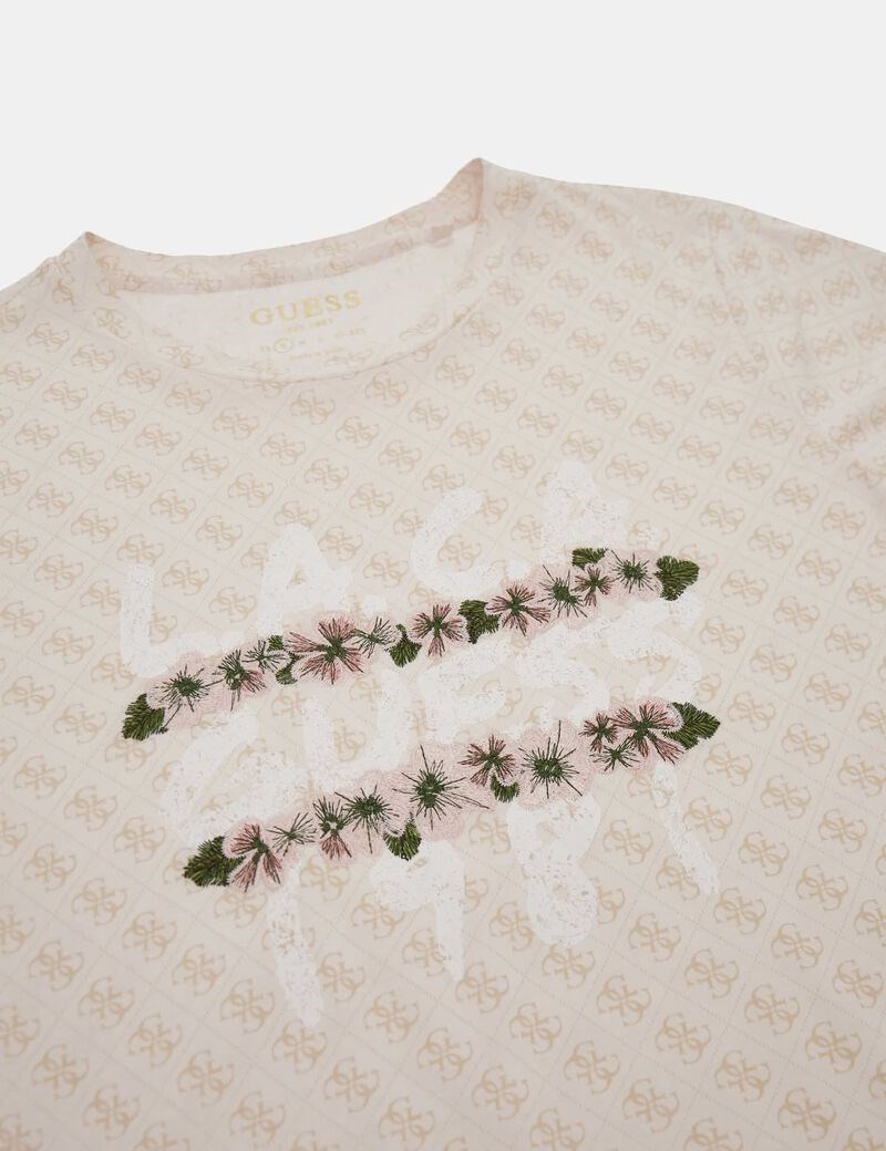 GUESS  Bisiklet Yaka MONOGRAM Baskı Tshirt