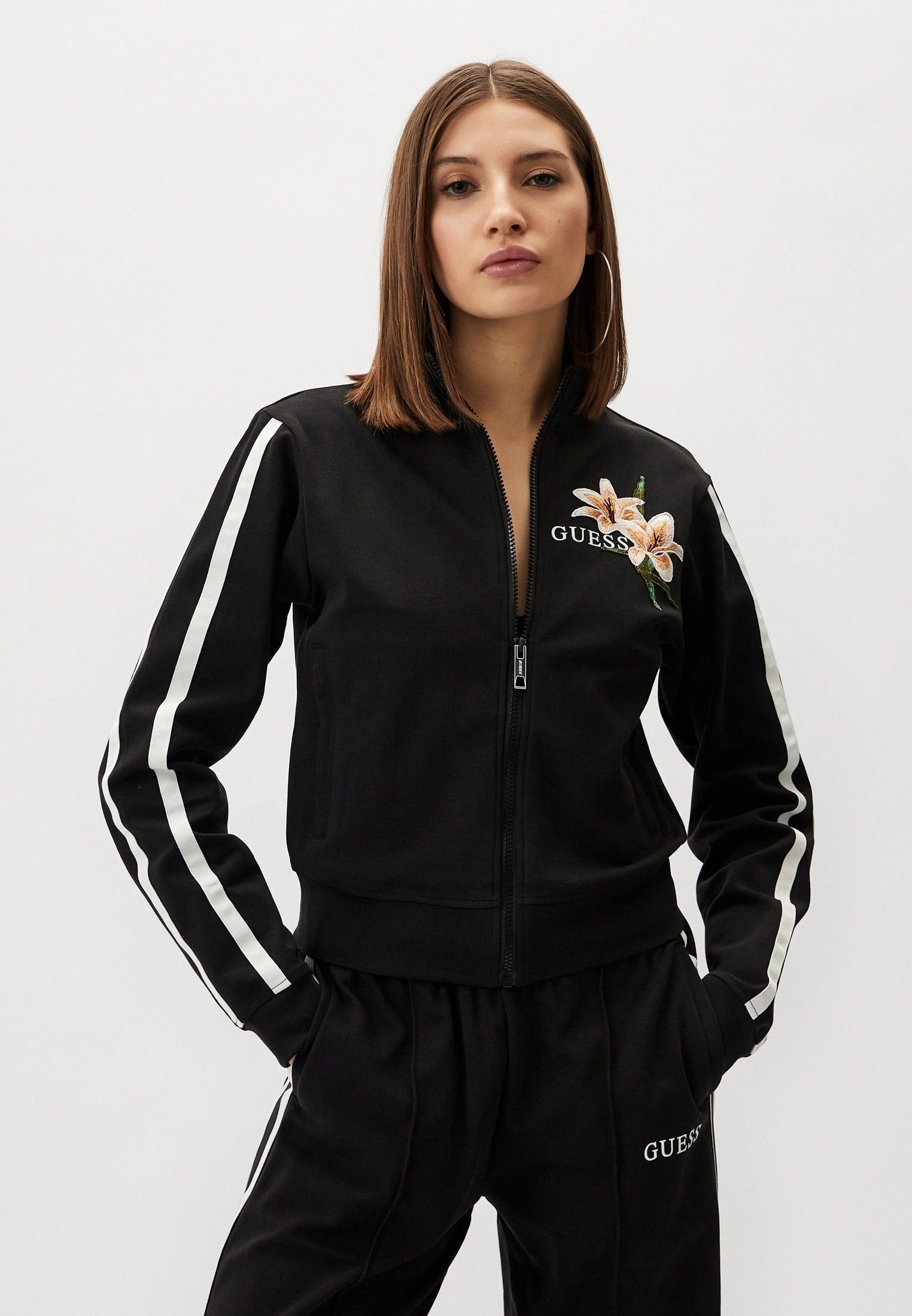GUESS ÇİÇEK DESENLİ NAKIŞ İŞLEMELİ SWEATSHİRT