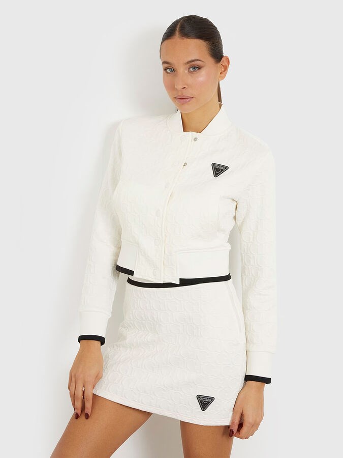 GUESS Kabartma baskılı GJ logolu göbek açık sweatshirt
