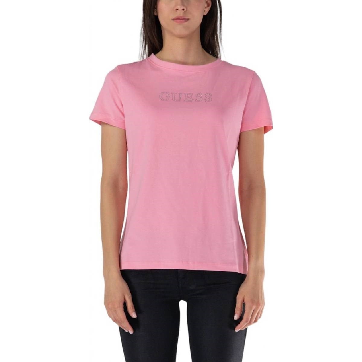 GUESS Önü taşlı logolu tshirt