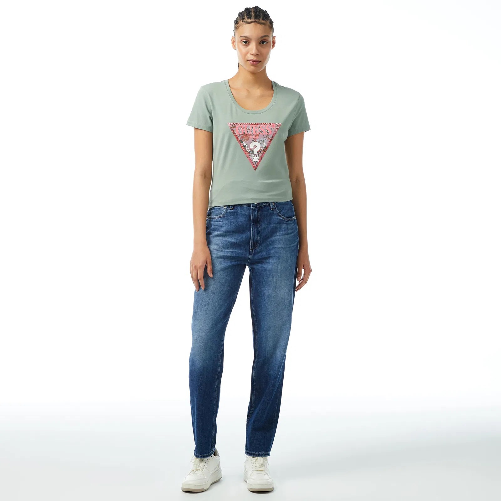 GUESS Satın Pamuklu Slim Fit Tshirt