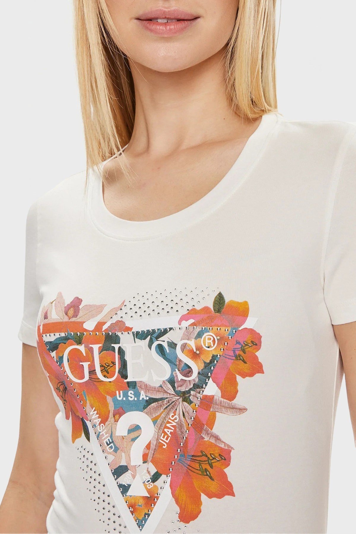 GUESS Tropical Pamuklu Slim Fit Tshirt