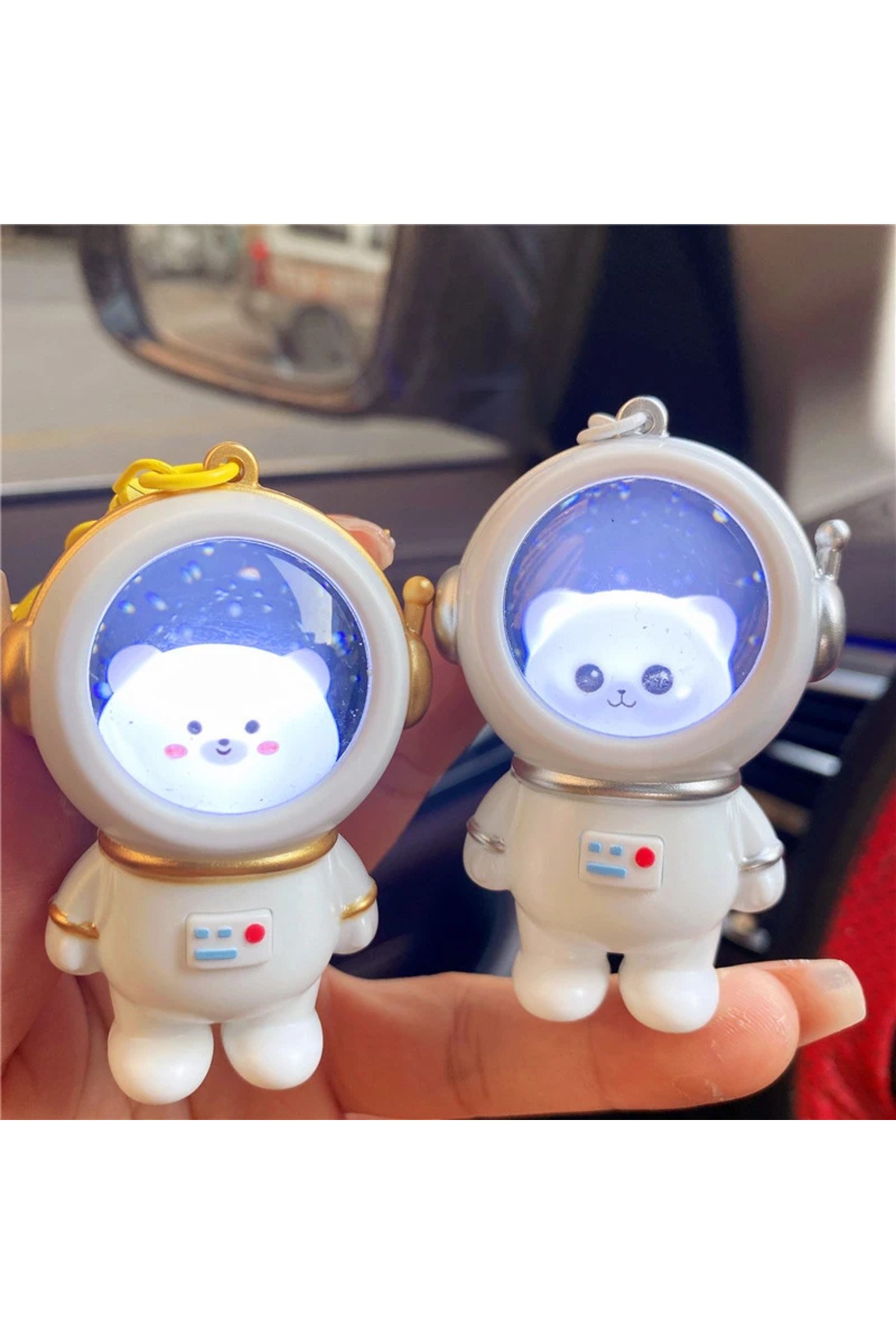 Işıklı 1 Adet Astronot Kedi Veya Panda Model Anahtralık
