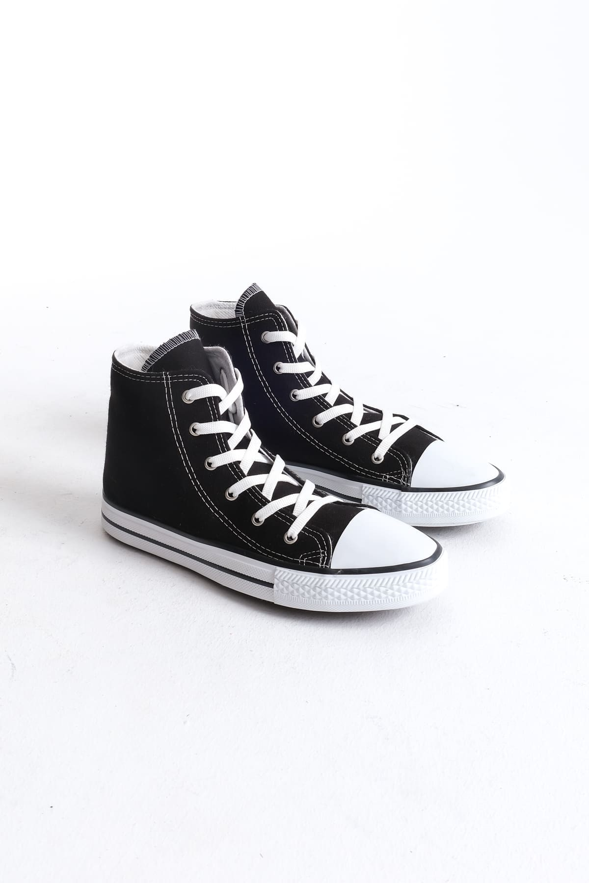 JY0423 AXE Bağcıklı Keten Kumaş Erkek Günlük Sneaker Ayakkabı KBT - Siyah