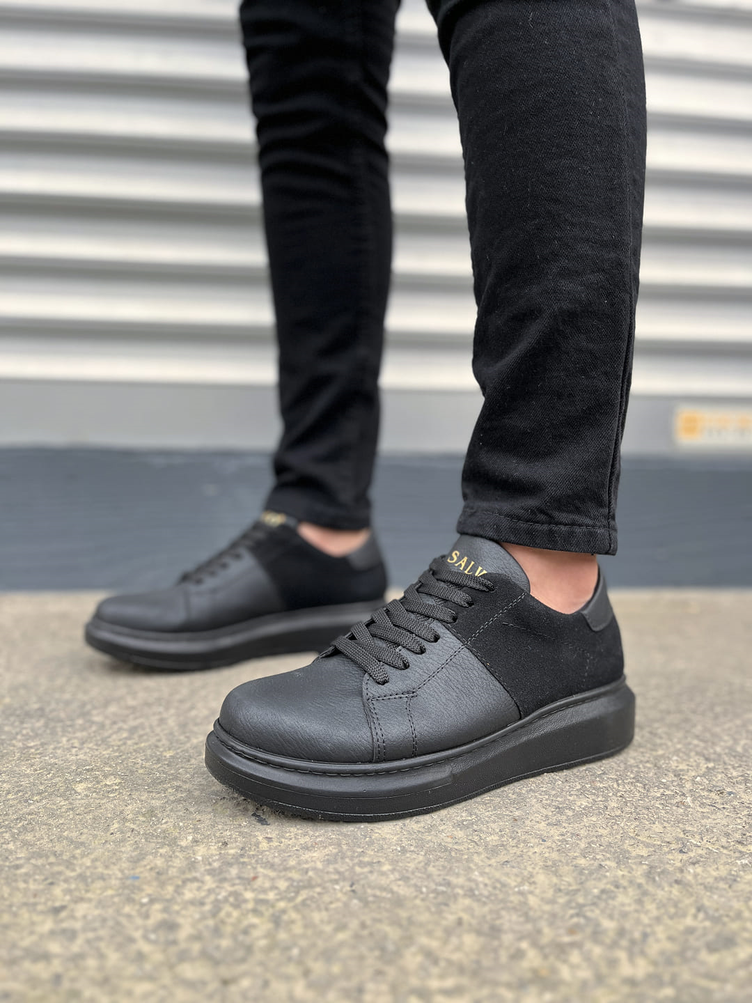 JY151 Boost Bağcıklı Cilt Süet Erkek Günlük Sneaker Ayakkabı CSST - Siyah