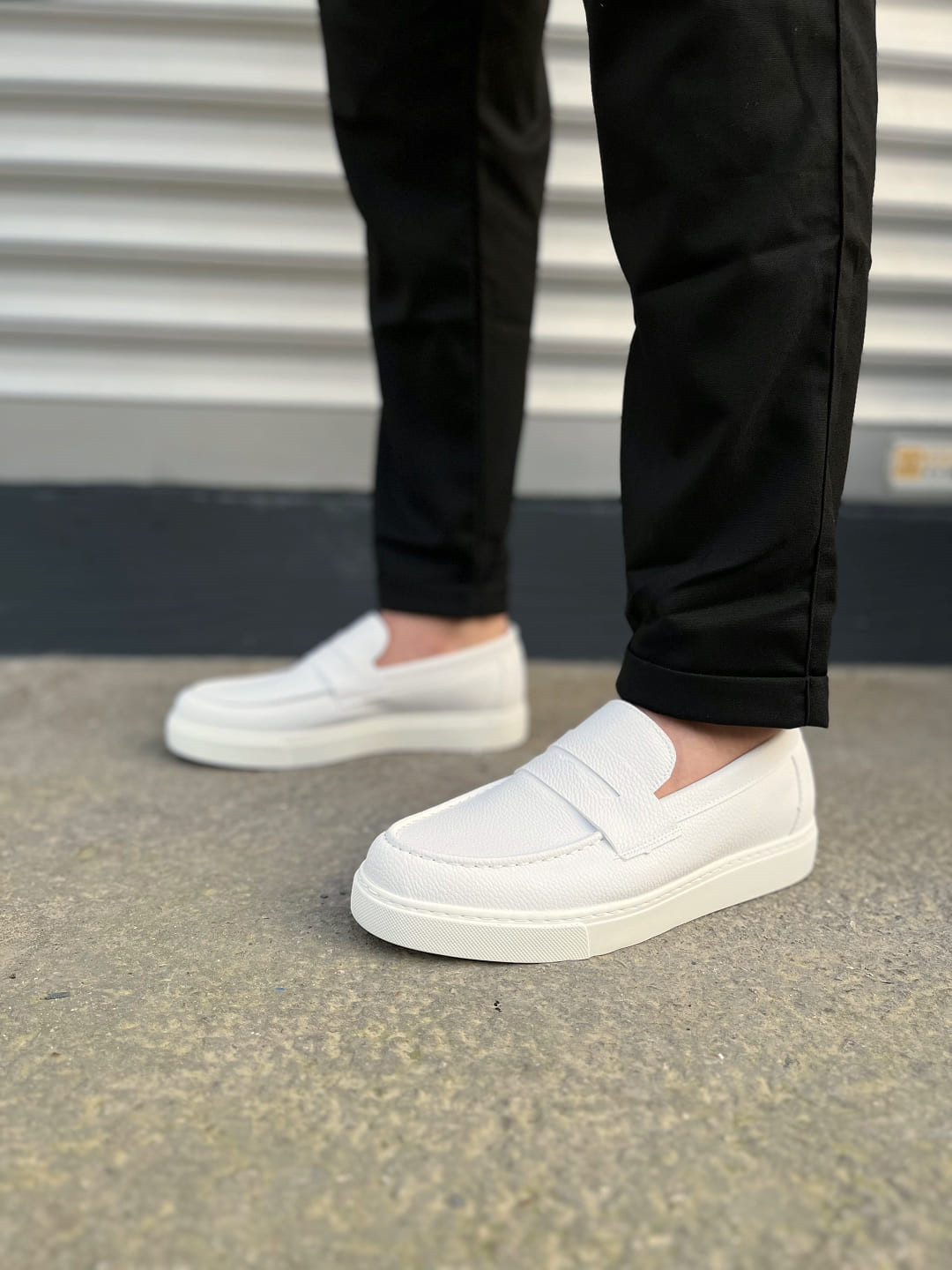 JY180 Estilo X Bağcıksız Cilt Erkek Günlük Spor Klasik Ayakkabı CBT - Beyaz